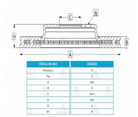 Accord Arka Fren Diski 2008 Sonrası  282Mm 15499