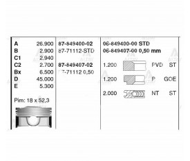 İX35 Piston Sekmanlı Ix20 Sportage 1 6 Std 8771112Std