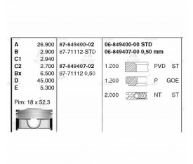 İX35 Piston Sekmanlı Ix20 Sportage 1 6 0 50 8771112050