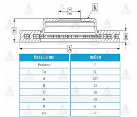 323 Ön Fren Diski 1995 Sonrası Lantis Familia 257Mmx22 4 Bijon 22169