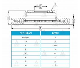 Nissan Pickup Ön Fren Diski 2002 Sonrası 4X4 Terrano 1998 Sonrası Pathfinder 4X4 1997 2004 260Mm 26154