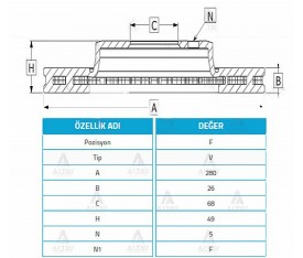 Primera Ön Fren Diski 2002 Sonrası Xtrail Maxima 1998 Sonrası 280Mm 26339