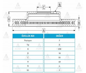 Corolla Ön Fren Diski 1988 1995 Havalı 238Mm 43512 12250