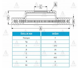 Corolla Ön Fren Diski 2004 Sonrası D4D 275Mm 43512 02080