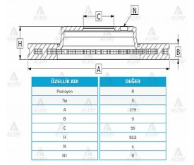 Corolla Arka Fren Diski 2002 Sonrası D4D Verso 2002 2004 279Mm 42431 02080