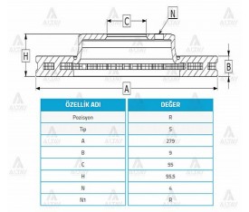 Corolla Arka Fren Diski 2002 Sonrası D4D Verso 2002 2004 279Mm 42431 02080