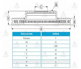 Yaris Ön Fren Diski 2012 Sonrası 258Mm